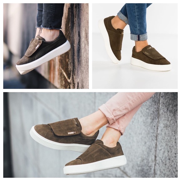 Puma Shoes - NWT Puma Olive Platform Strap Sneakers